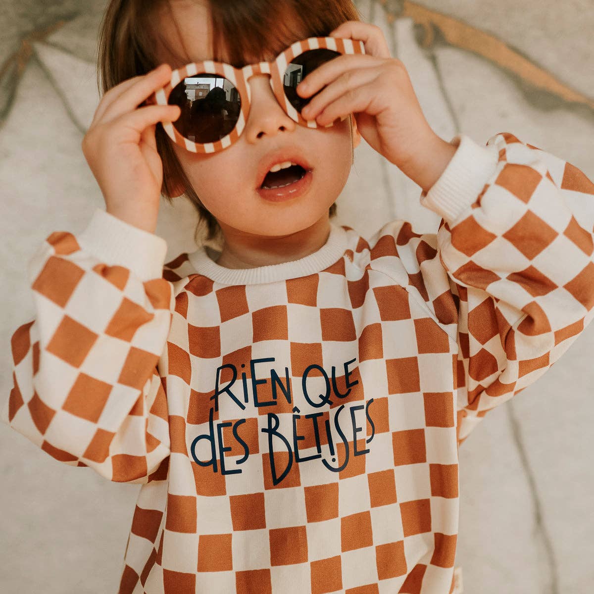 Sweat-shirt damier camel