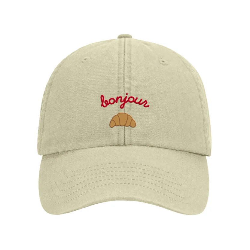 Casquette beige Bonjour