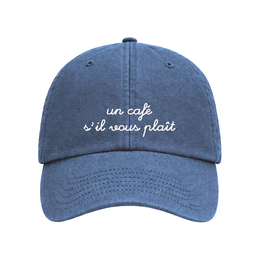 Casquette Bleue Un Café S'il Vous Plaît
