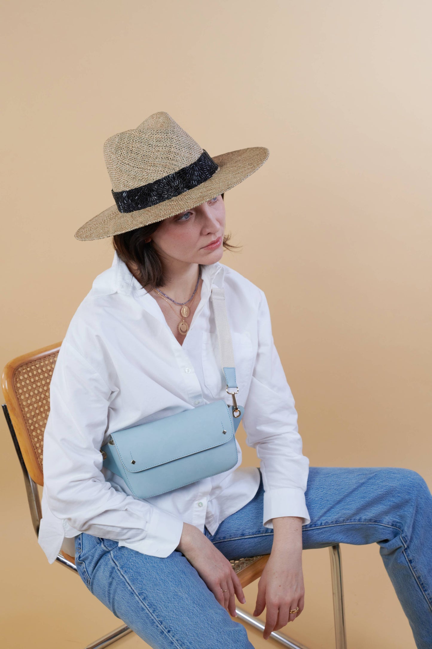 SAC BANANE CUIR RECYCLÉ AZUR EMILIE