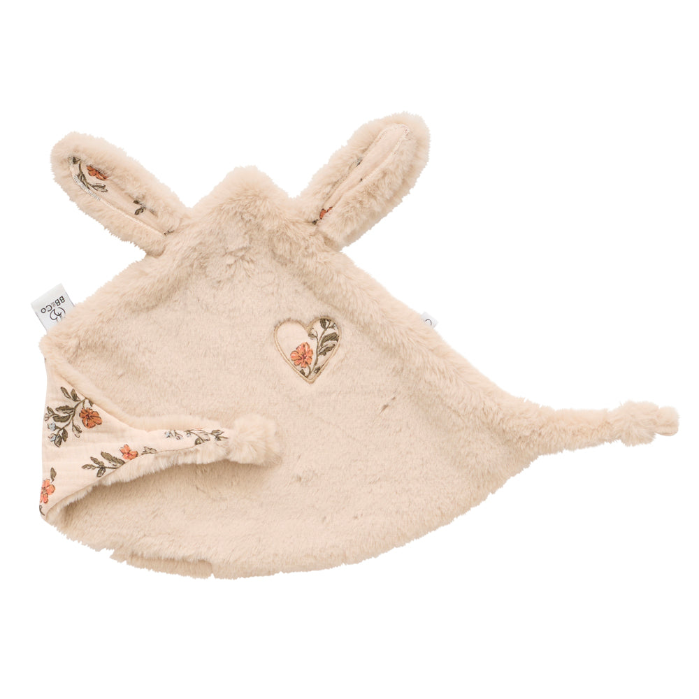 Doudou Lapin fleurs beige