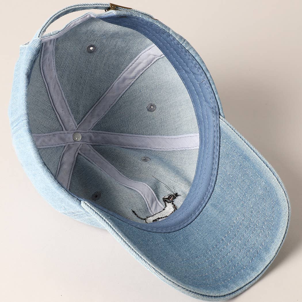 Casquette de baseball en jean brodée pour chien Teckel