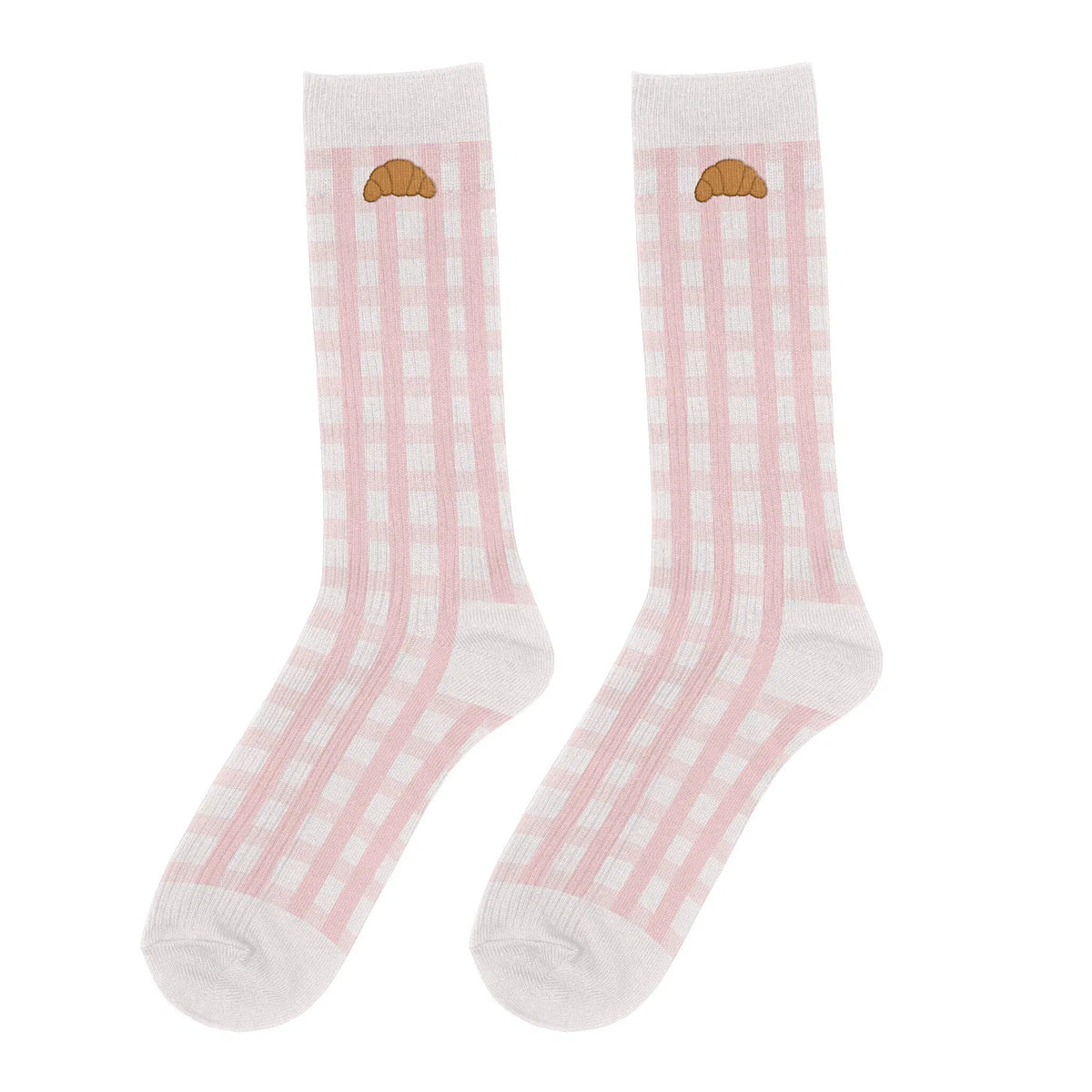 Chaussettes Croissant vichy rose