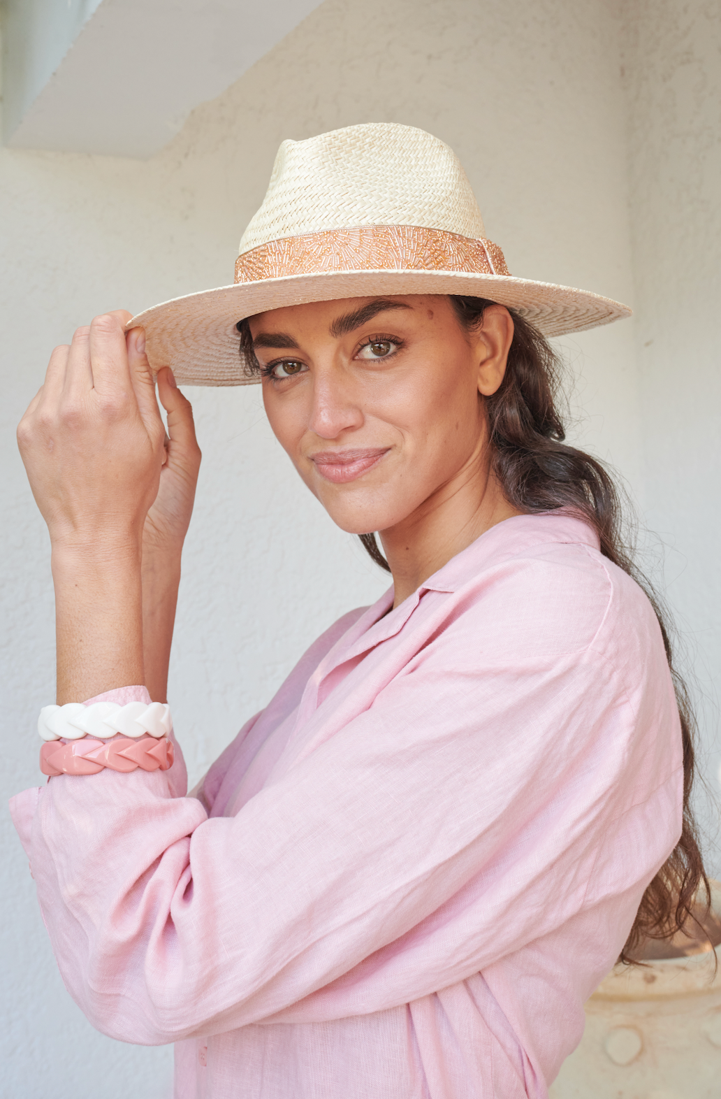 CHAPEAU PAILLE BRODÉ CUIVRÉ ROSALIE