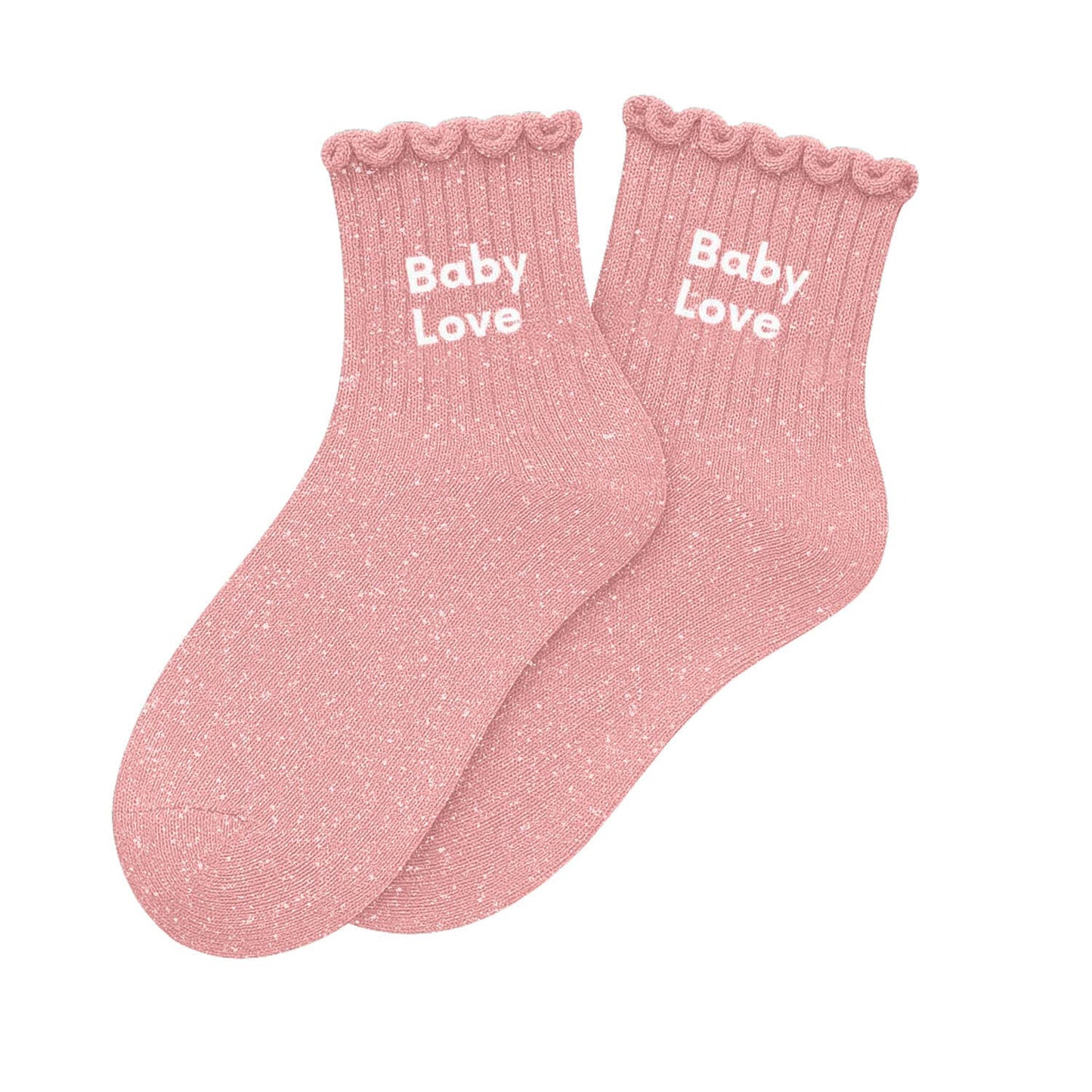Chaussettes Enfant à Paillettes "Baby Love" Rose