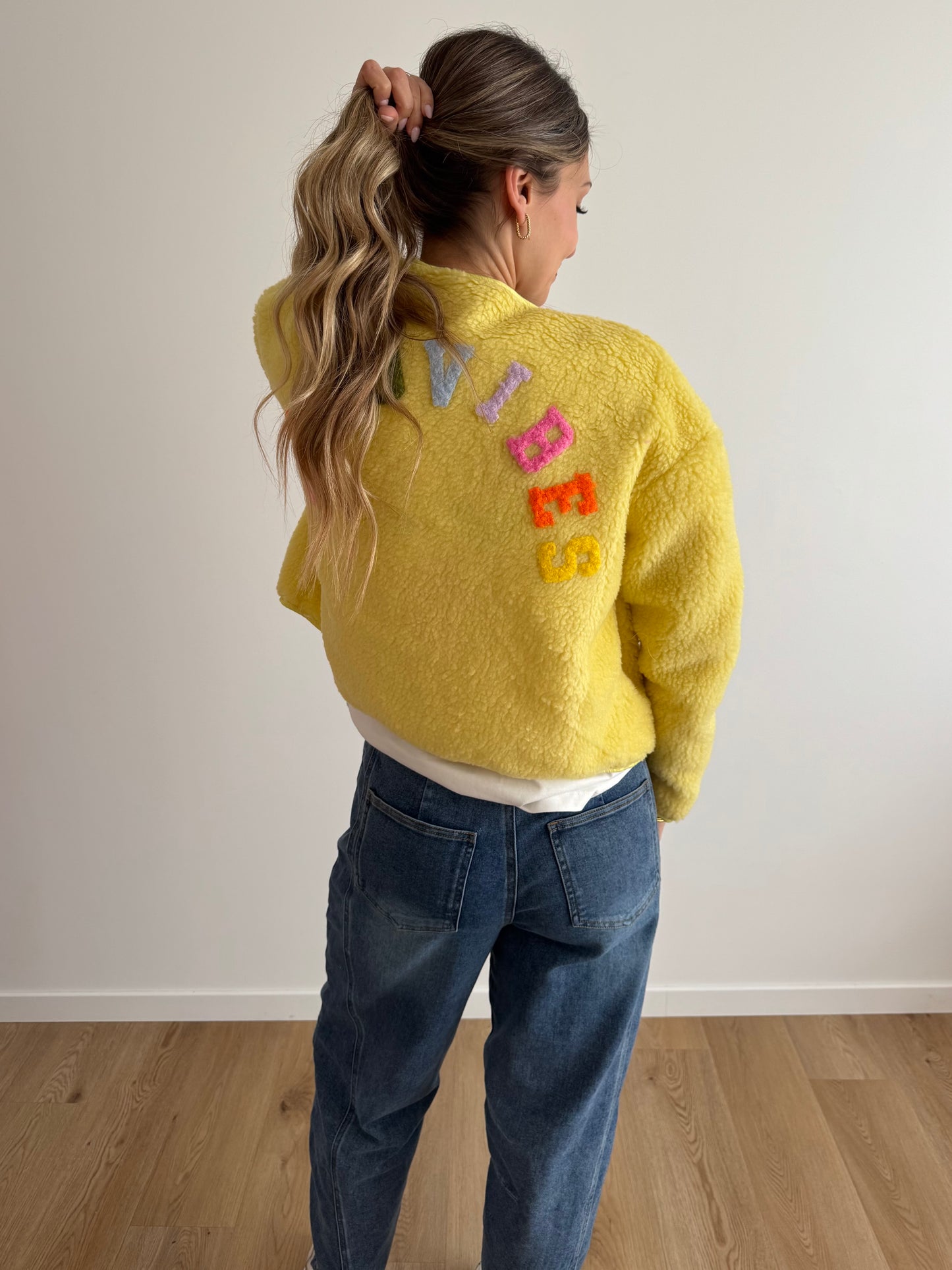 Veste moumoute Good Vibes Jaune