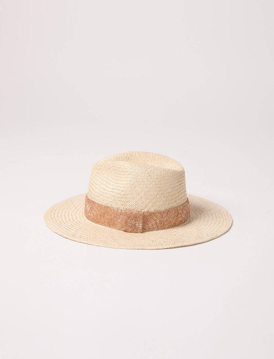 CHAPEAU PAILLE BRODÉ CUIVRÉ ROSALIE