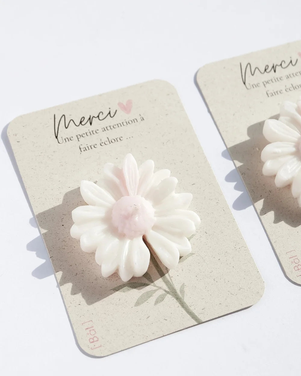 Carte "Merci" avec bougie parfumée Rose&Poire