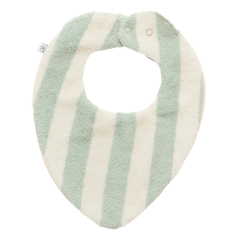 Bavoir Bandana réversible bambou/gaze de coton - Ivoire/Vert de gris