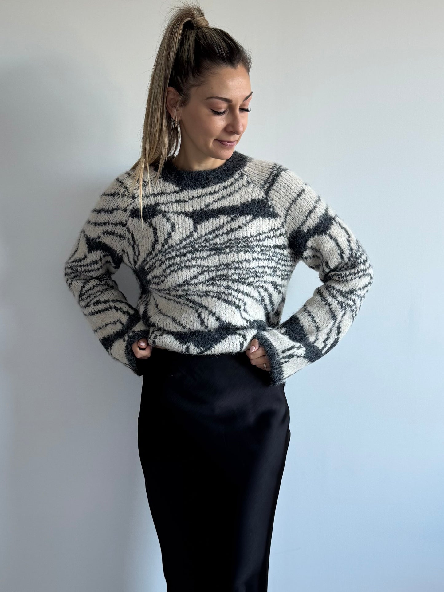 Pull gris/blanc OBJJULINE