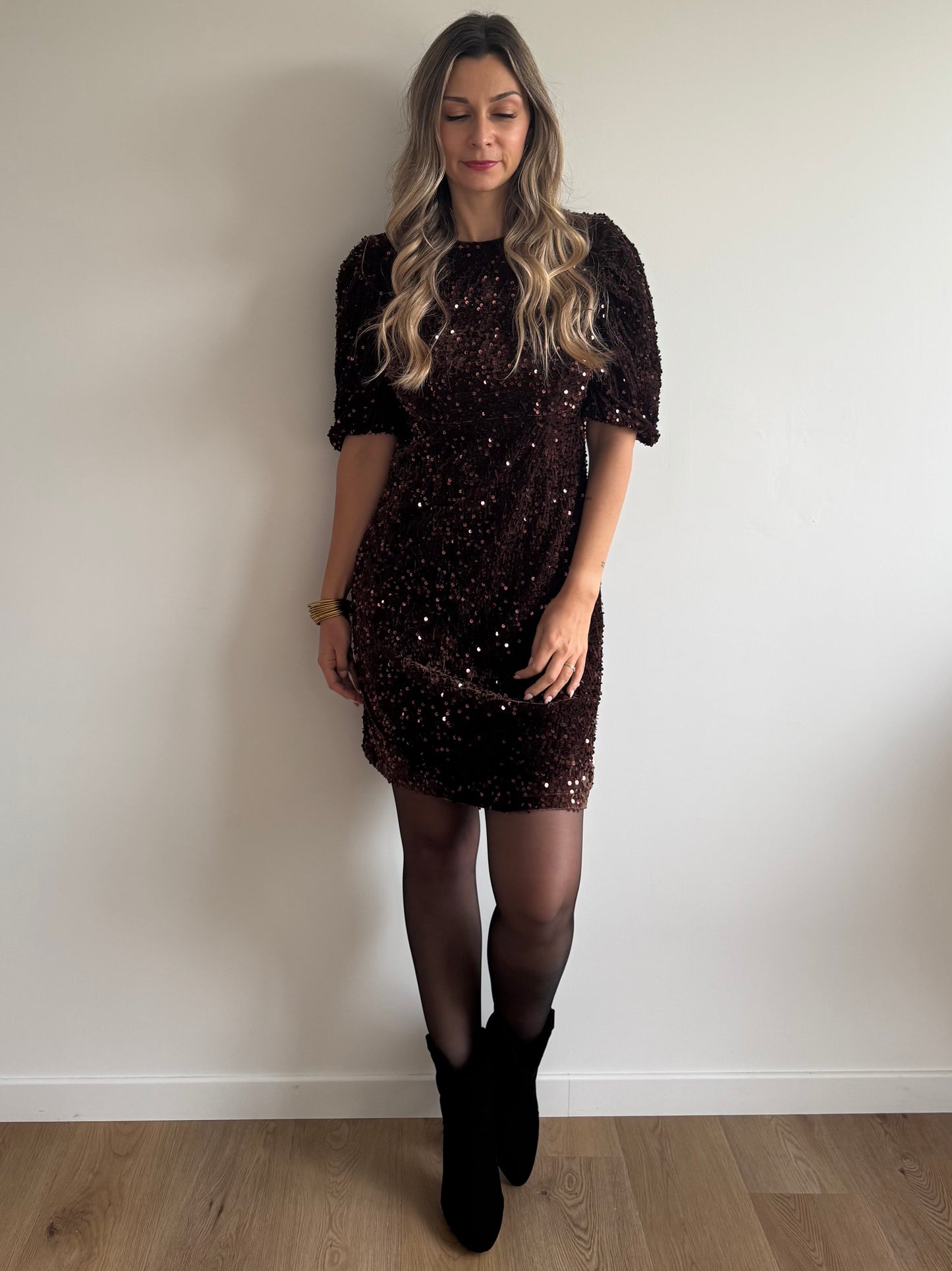 Robe à sequins Sandy Chocolat