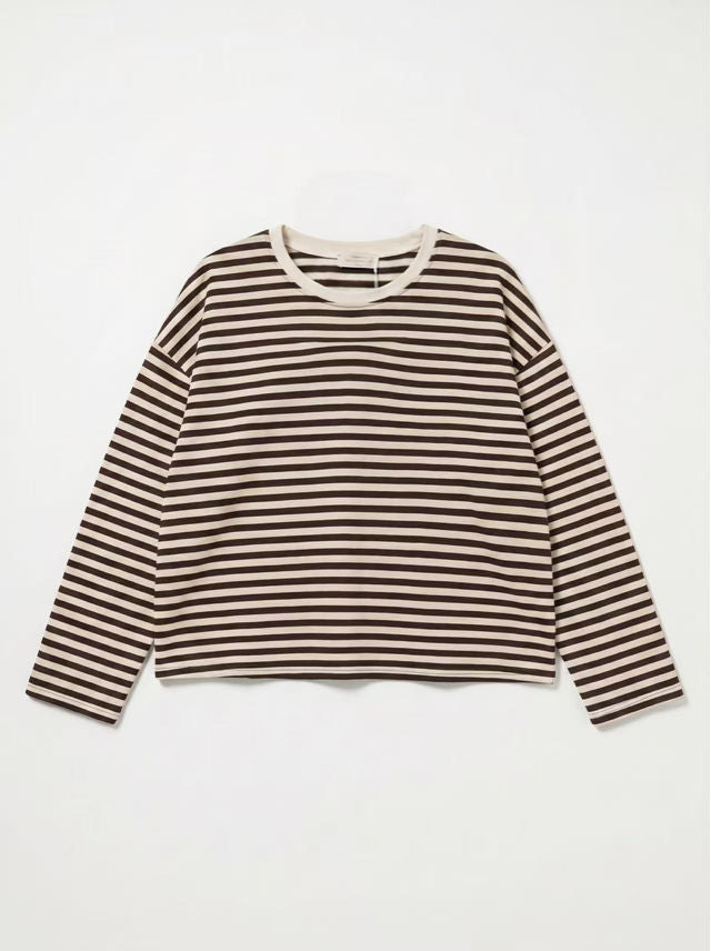 T-Shirt manches longues rayures Marron