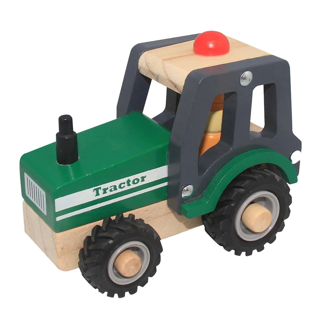 Tracteur en bois vert