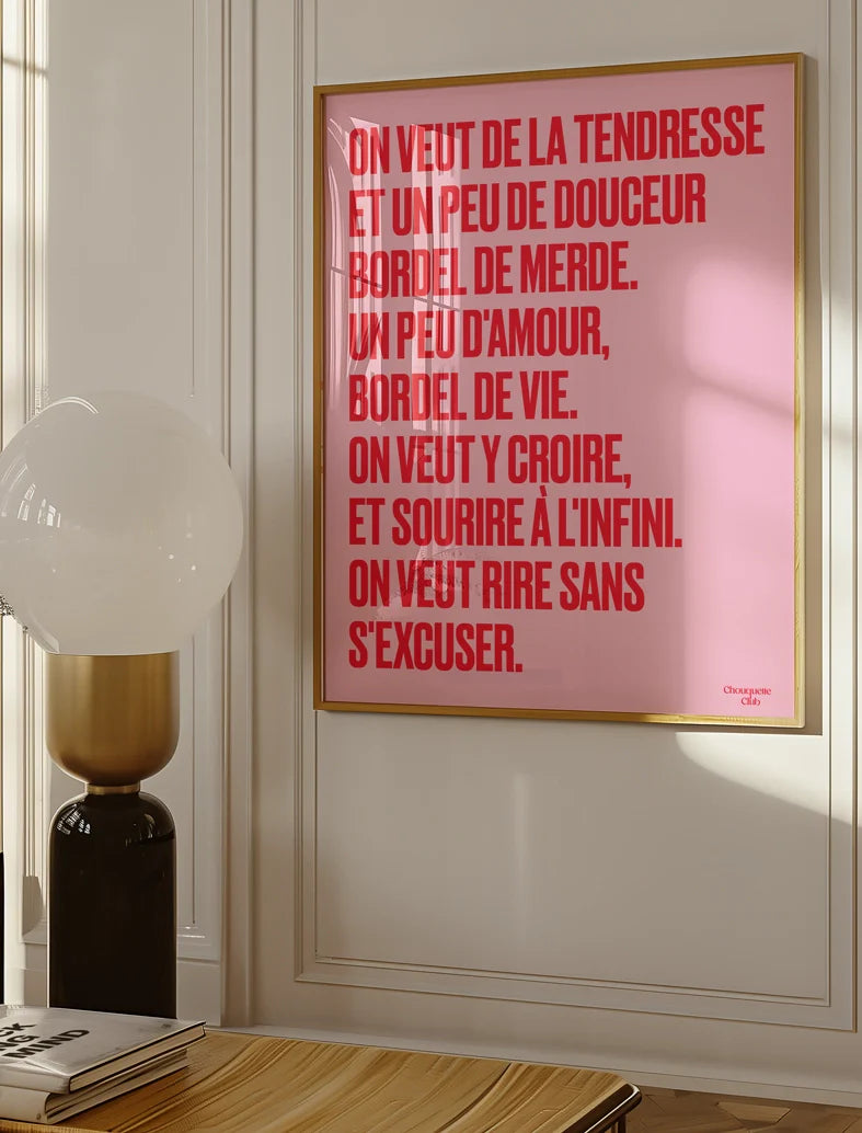 Mantra #2 Faire des cabanes Rouge et Rose 50x70 cm