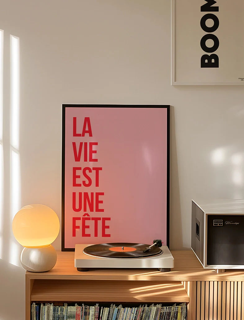 La vie est une fête Rose et Rouge A3