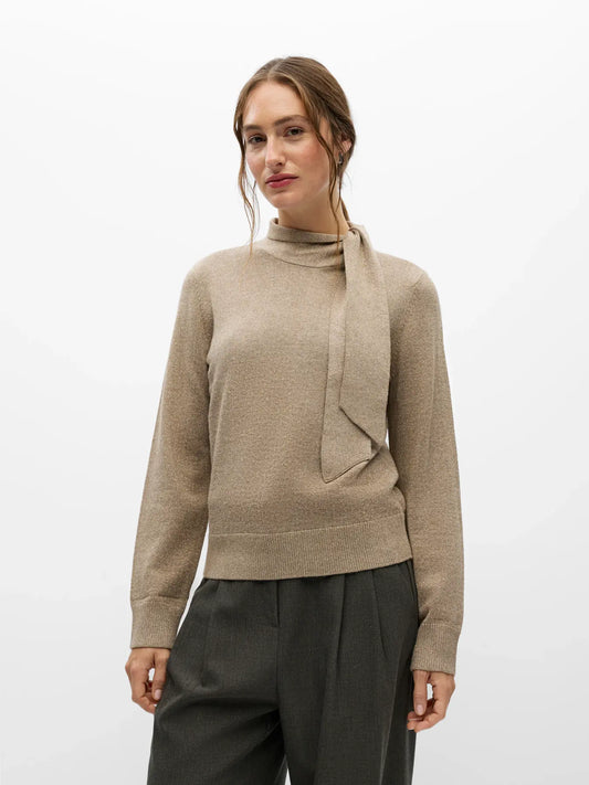 Pull col roulé Thess Taupe à paillettes