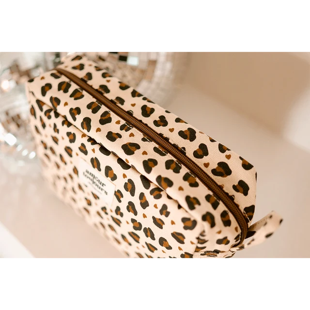 Trousse de toilette coton - Léopard coeur, Amour toujours