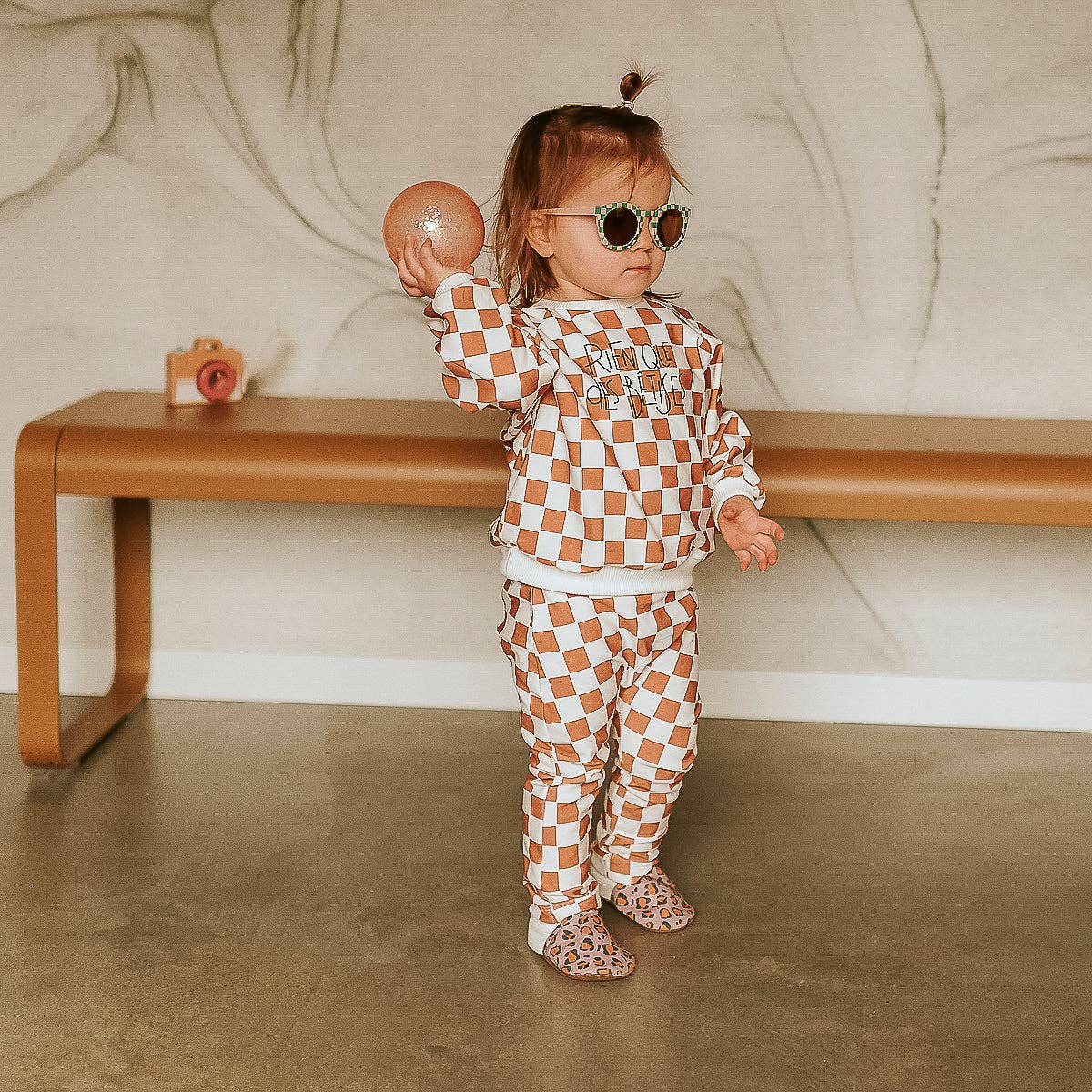 Sweat-shirt damier camel