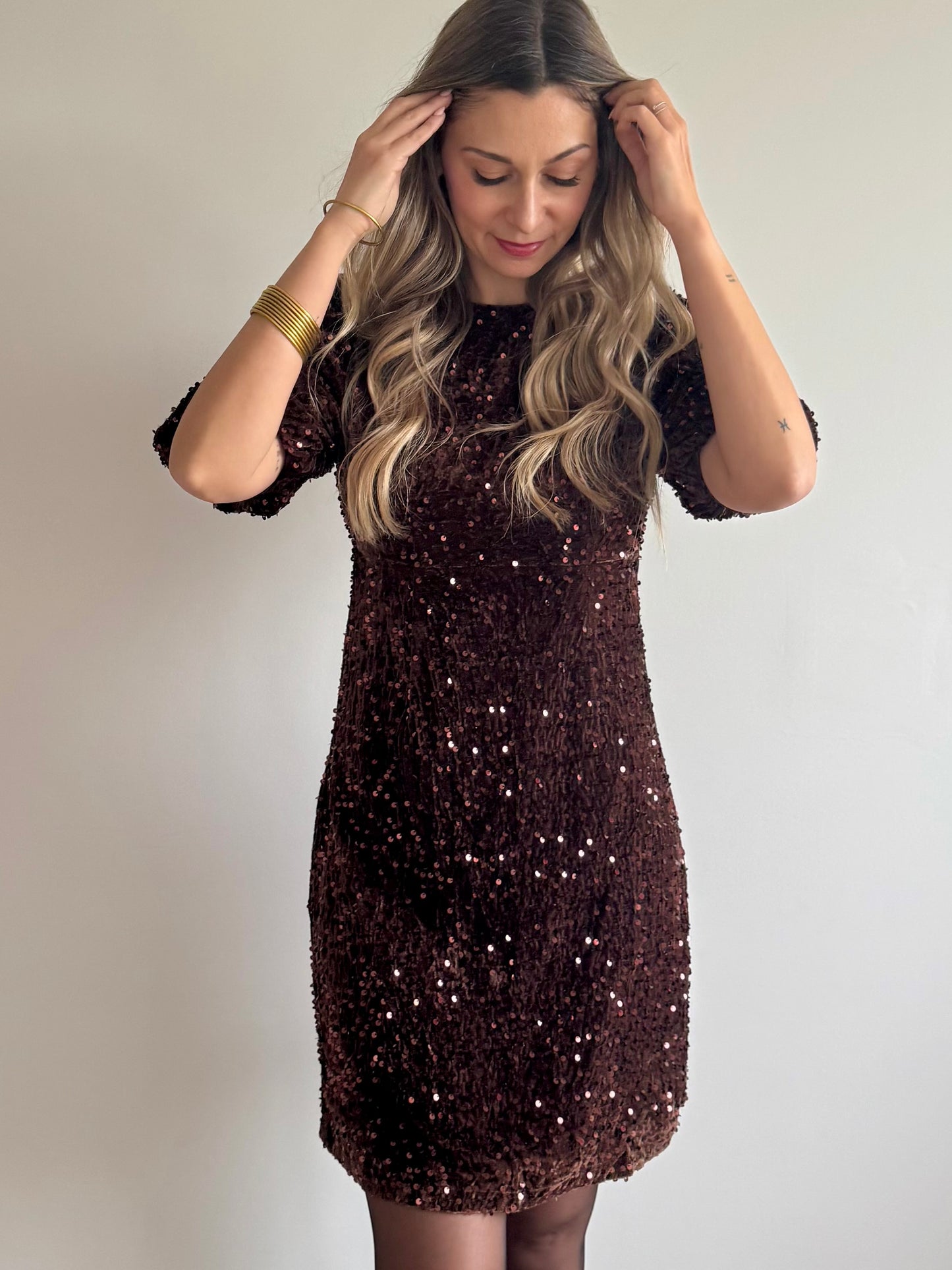 Robe à sequins Sandy Chocolat
