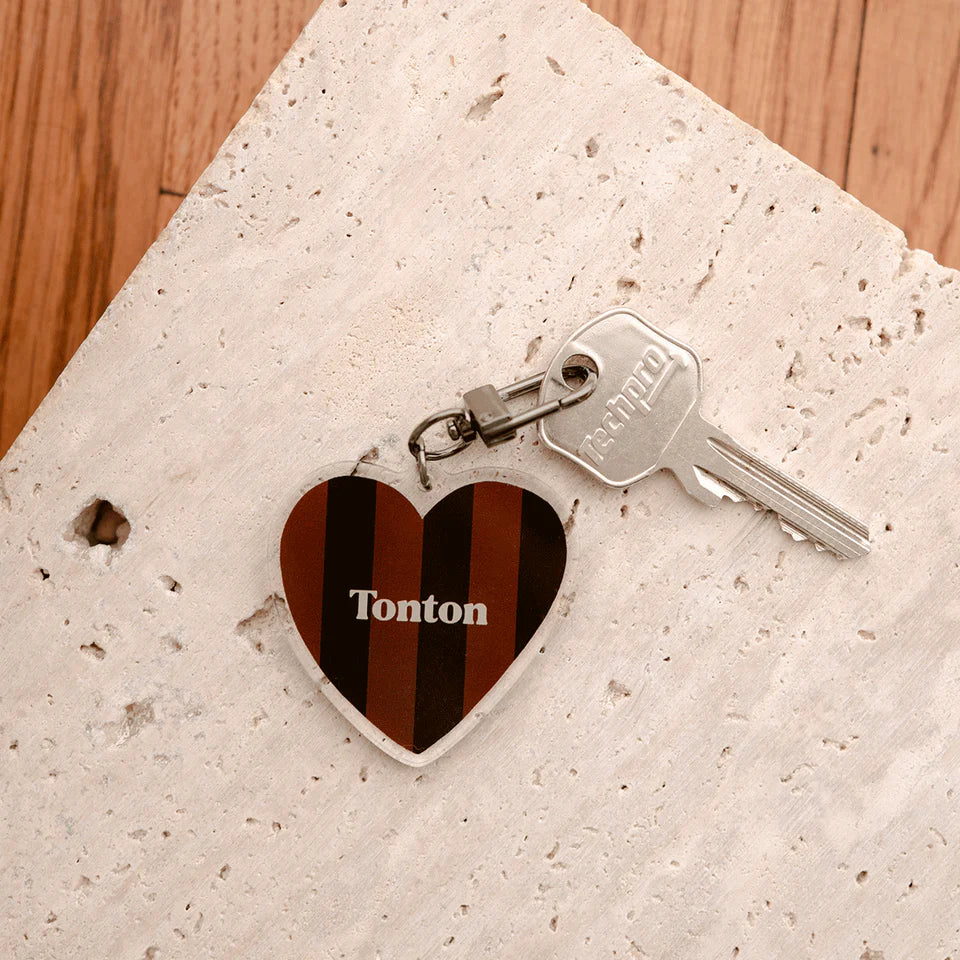Porte clés petit Léon rayures marron et noir