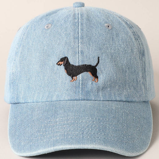 Casquette de baseball en jean brodée pour chien Teckel