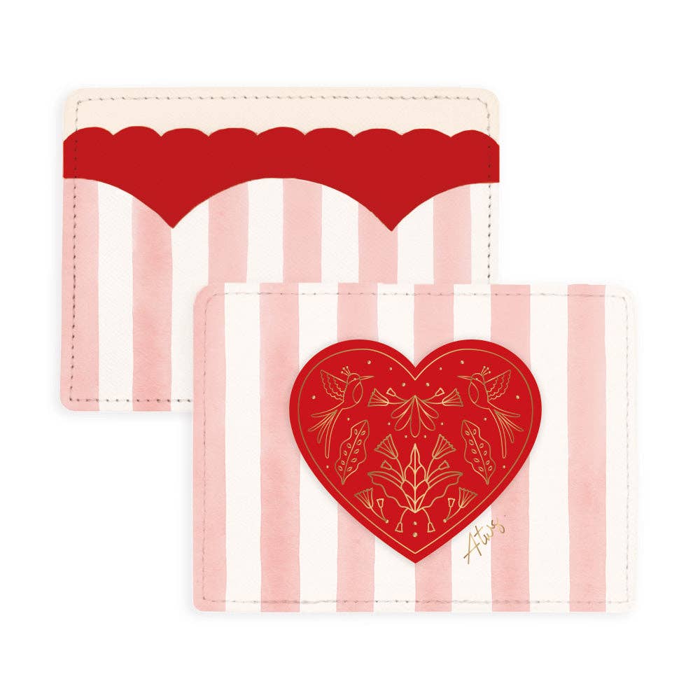 Porte-cartes - Rayures roses