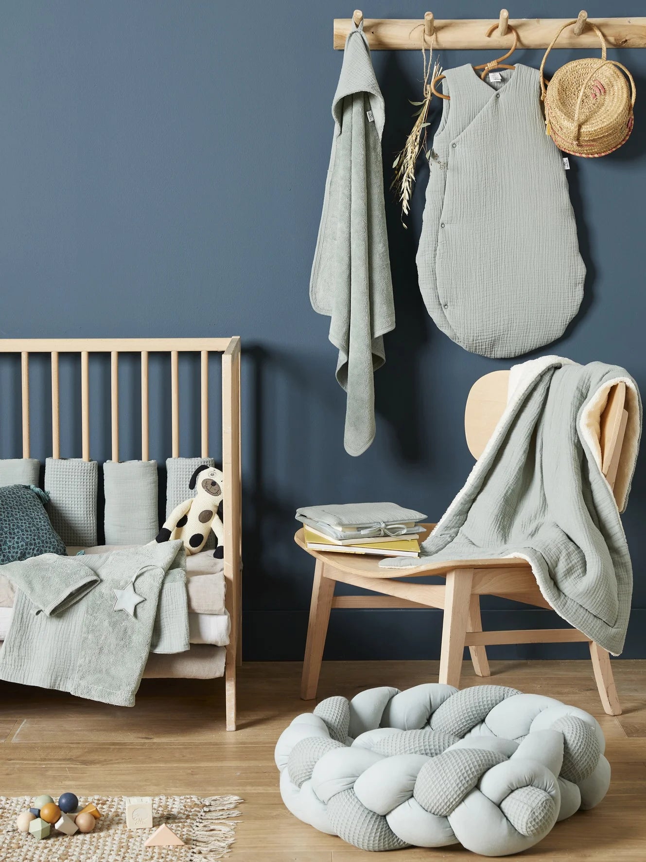 Peignoir lapin en bambou vert de gris