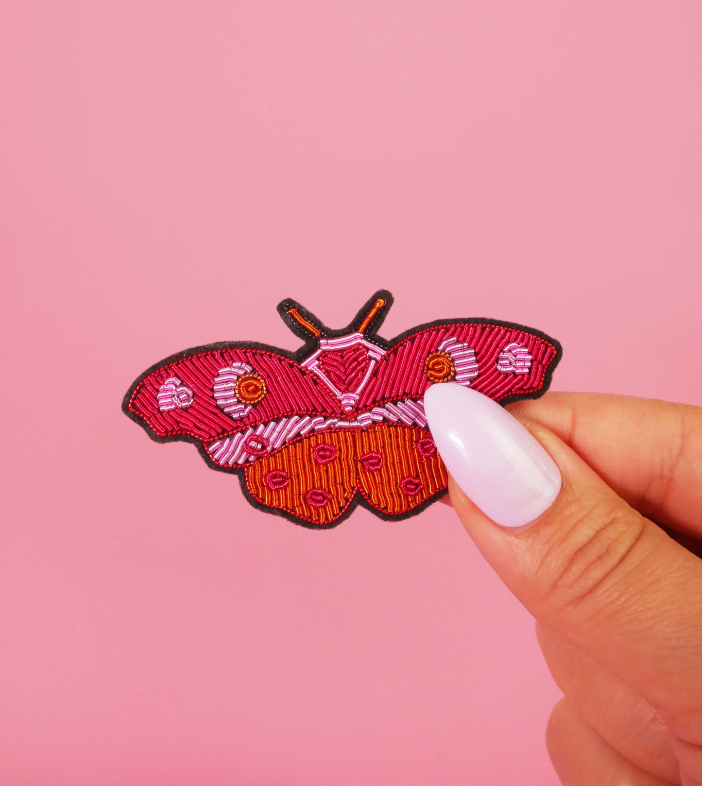 Broche Papillon Amour - Broderie Fait Main Cannetille