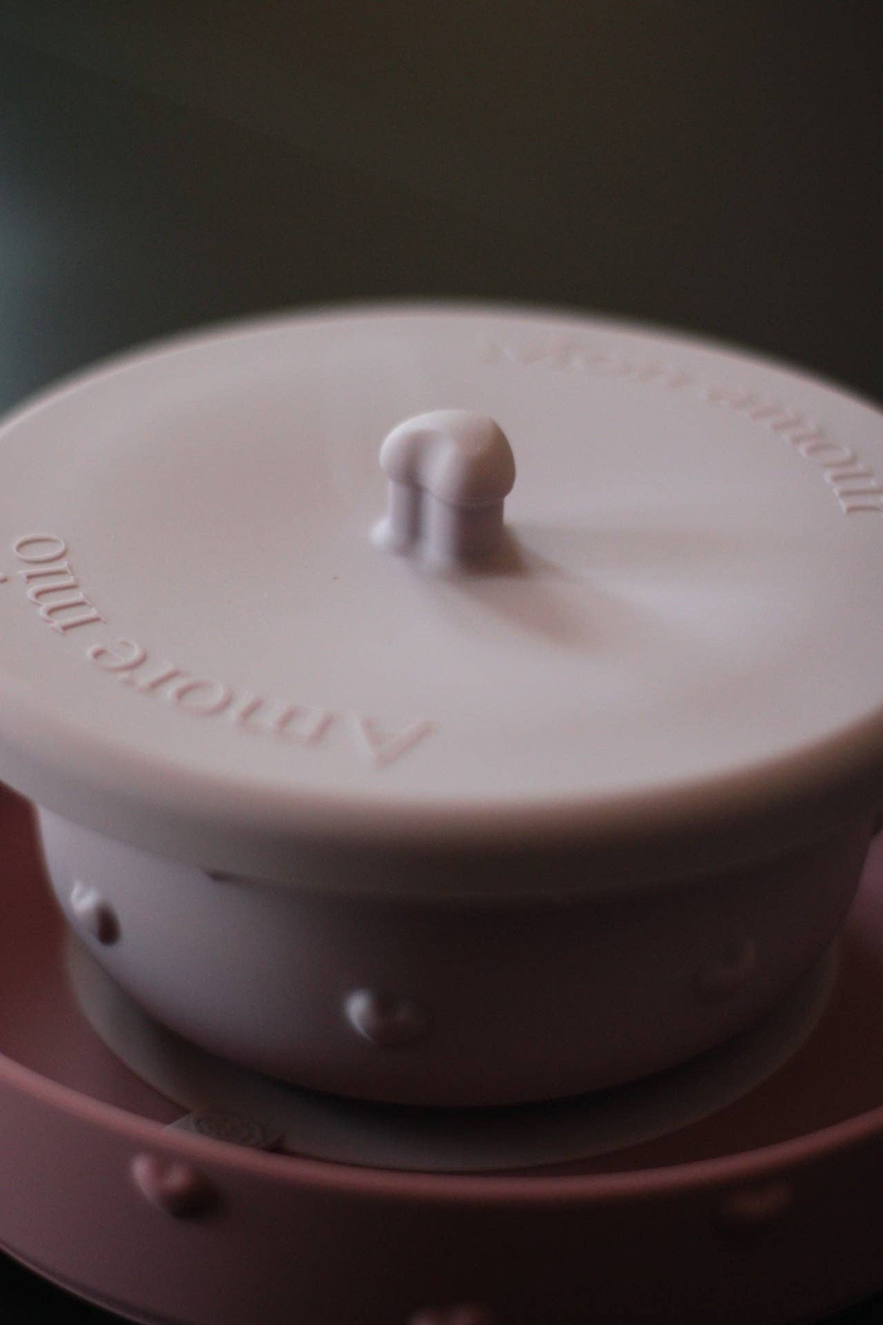 Bol en silicone Ina avec ventouse et couvercle hermétique Rose