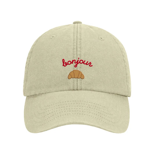 Casquette beige Bonjour