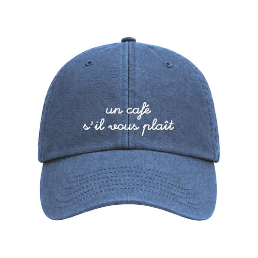 Casquette Bleue Un Café S'il Vous Plaît