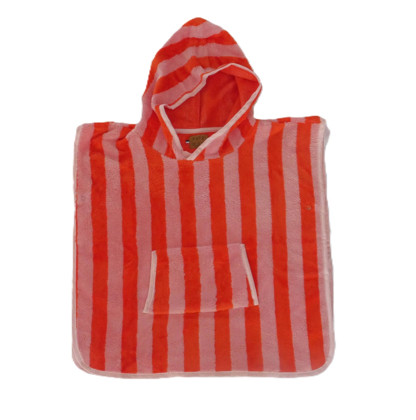 PONCHO EPONGE RAYÉ ROSE/ROUGE 2-4ANS