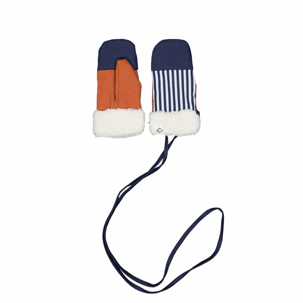 Moufles Tricolore Cotton Deperlant - High Five - Bleu Marine