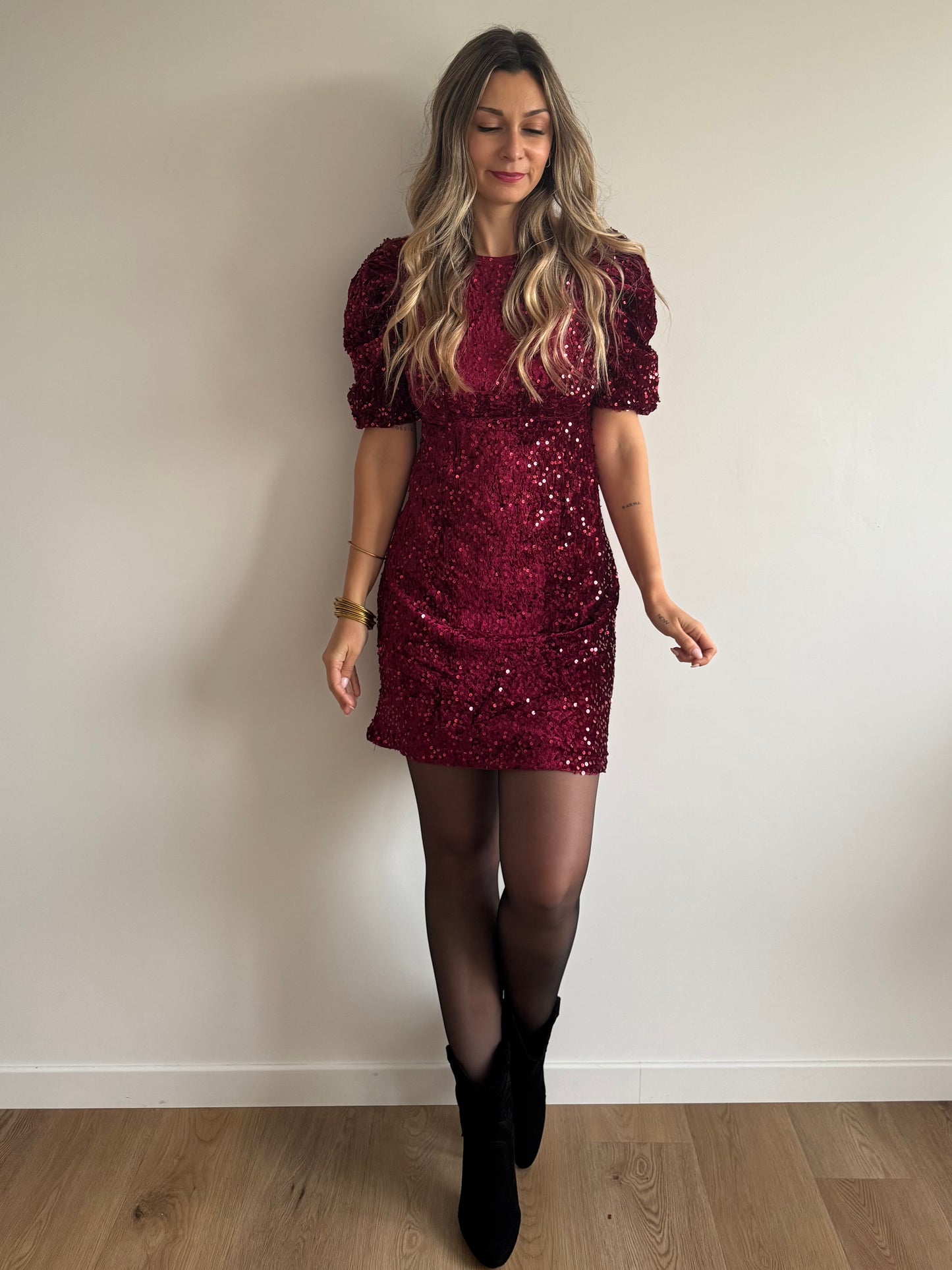 Robe à sequins Sandy Bordeaux