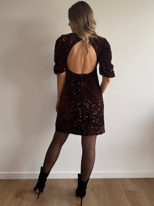 Robe à sequins Sandy Chocolat
