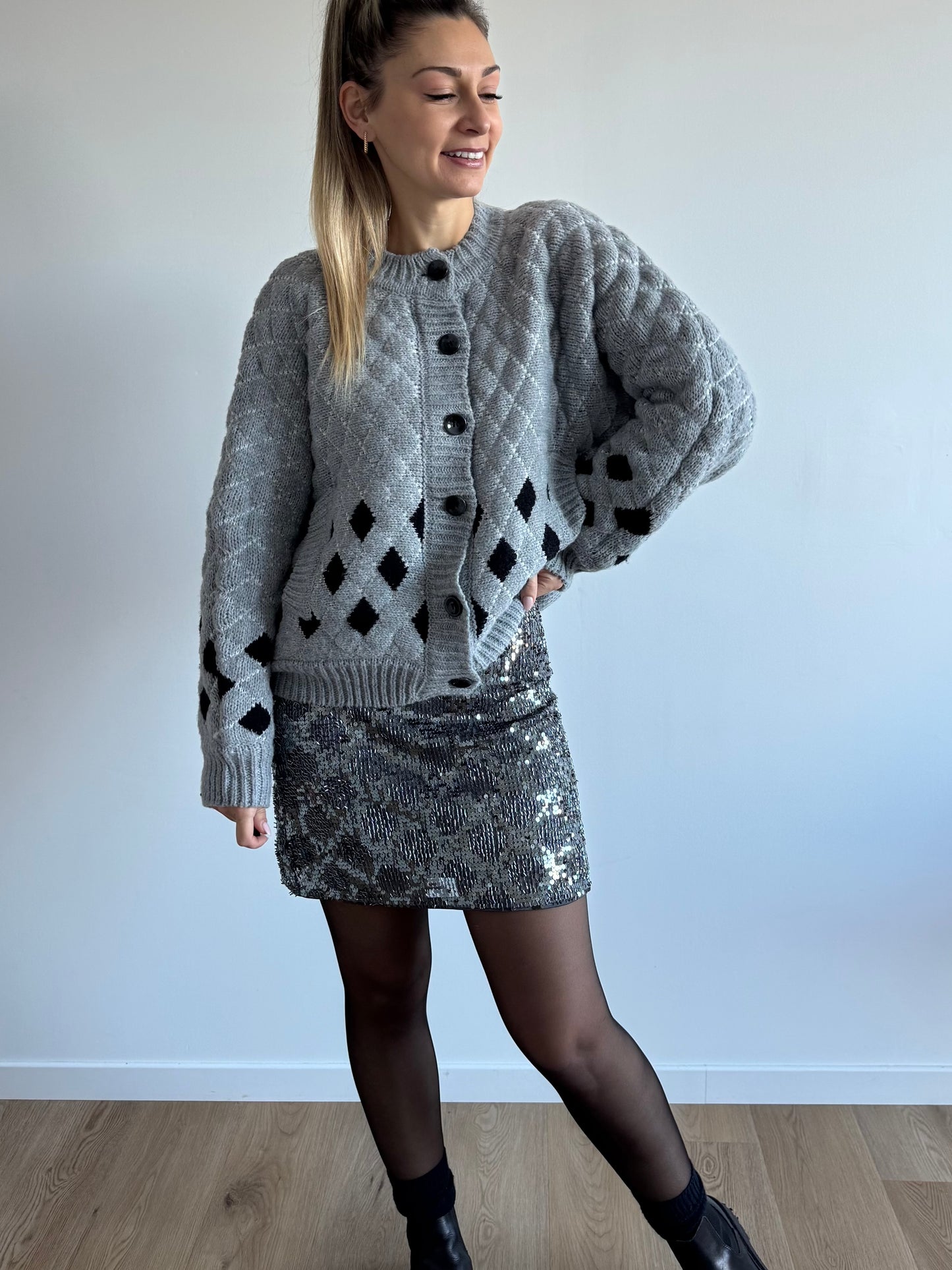 Veste cardigan gris IHCORTANA