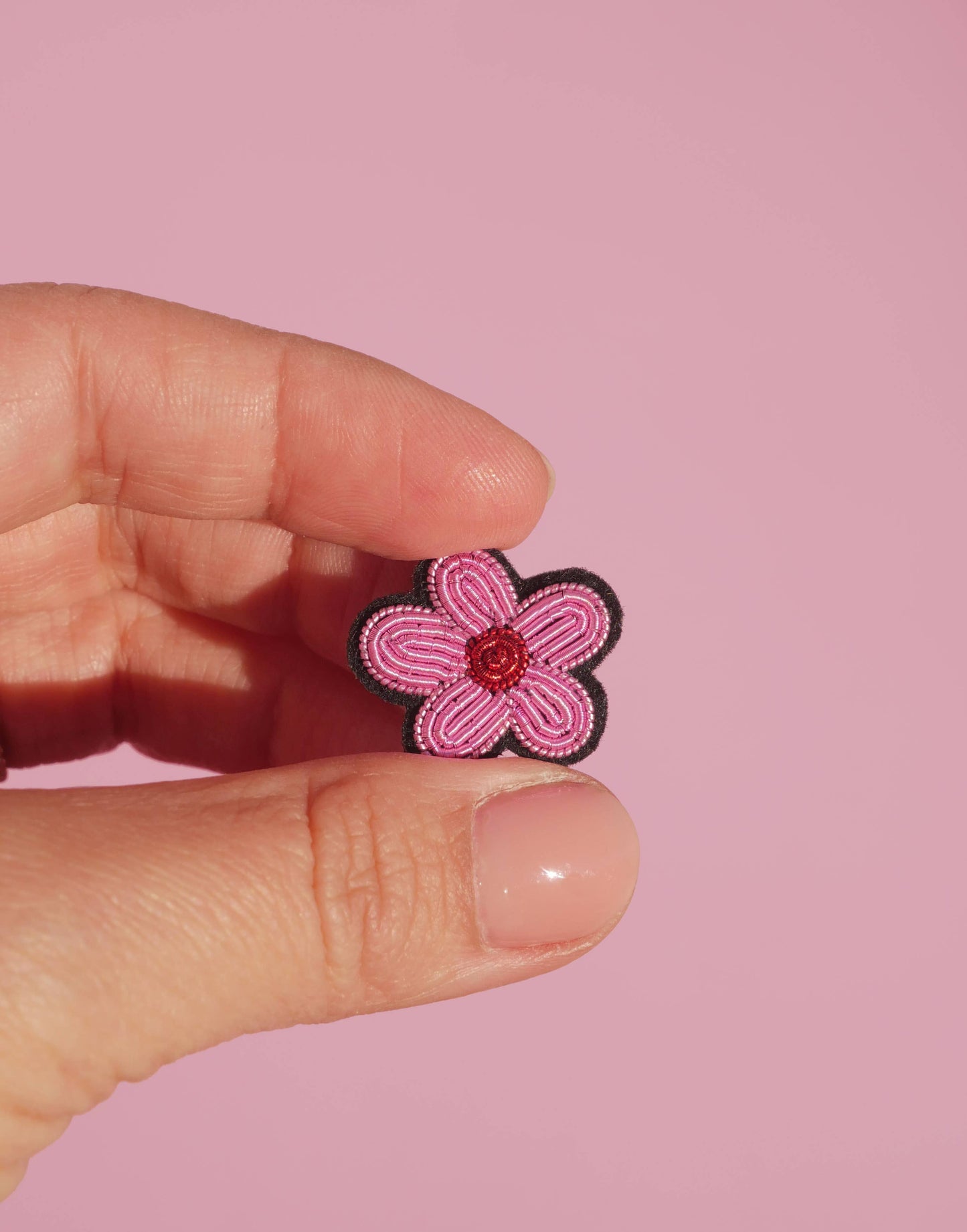 Broche Mini Fleur Fait Main Broderie Cannetille - Stvalentin