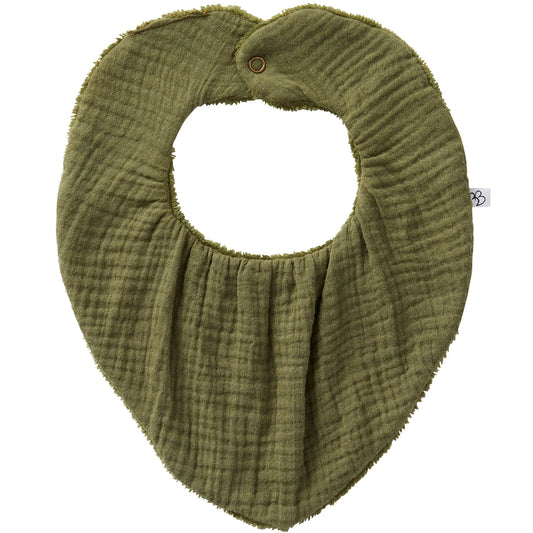 Bavoir Bandana réversible bambou/gaze de coton - Fougère