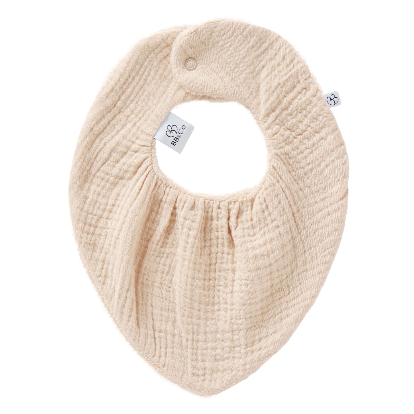 Bavoir Bandana réversible bambou/gaze de coton - Biscuit