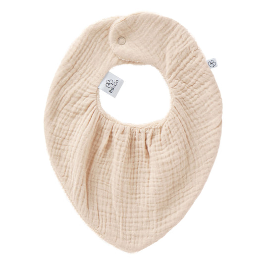 Bavoir Bandana réversible bambou/gaze de coton - Biscuit