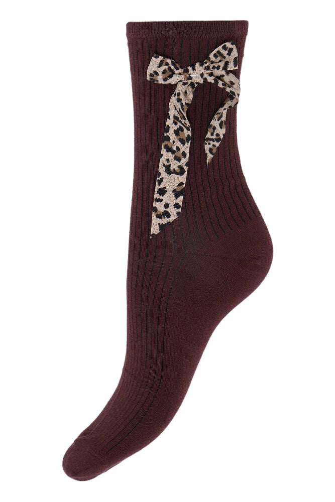Chaussette Aleobo Bordeaux et léopard