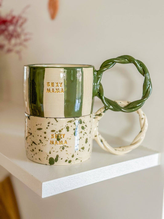 MUG SEXY MAMA Rayée verte