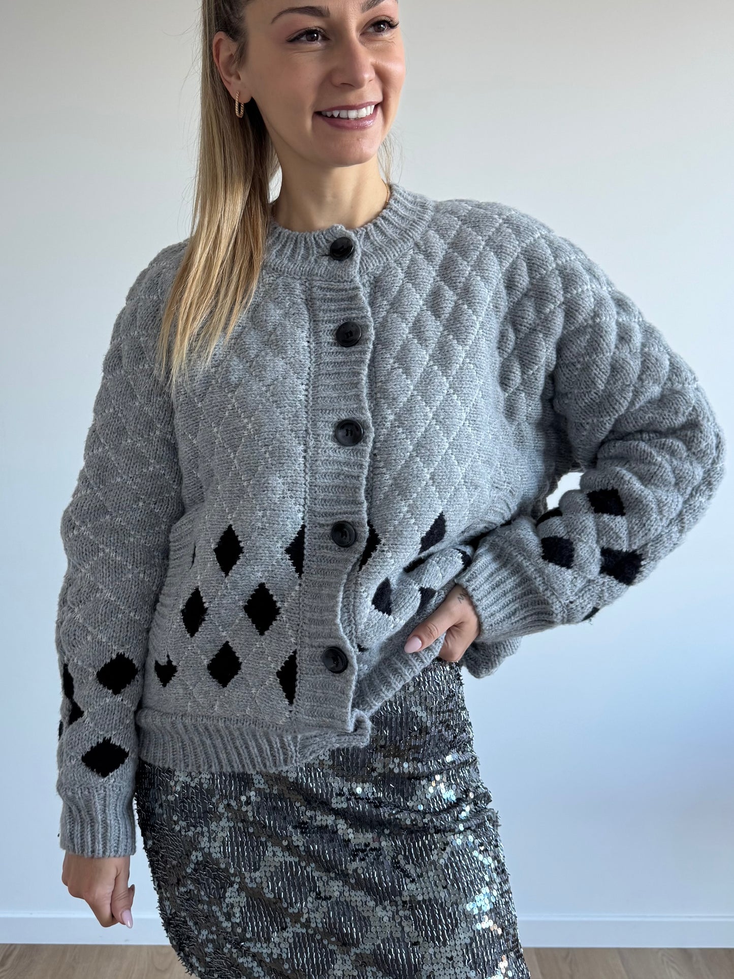 Veste cardigan gris IHCORTANA