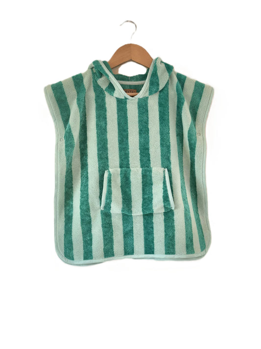 PONCHO EPONGE RAYÉ VERT 2-4ANS