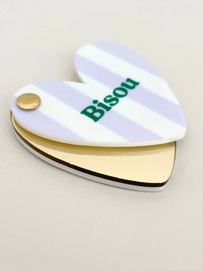 Miroir de poche coeur Bisou