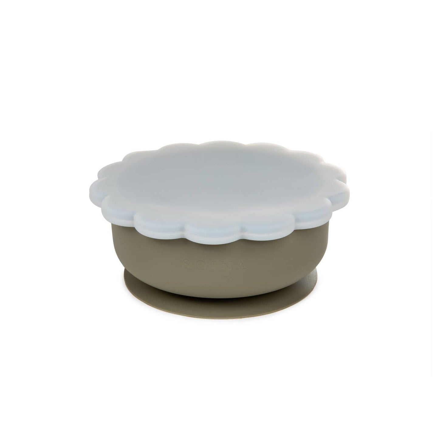 Bol en silicone avec couvercle et ventouse Lion Sauge