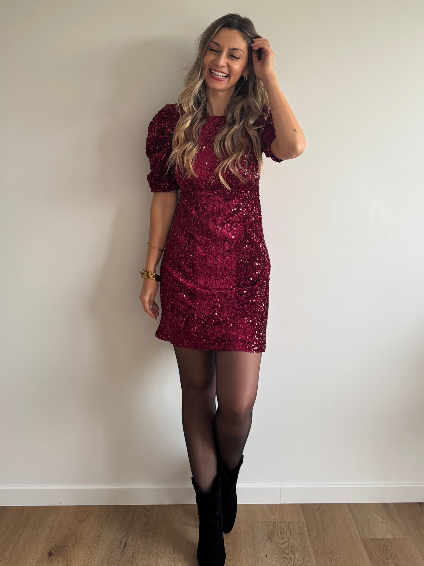 Robe à sequins Sandy Bordeaux