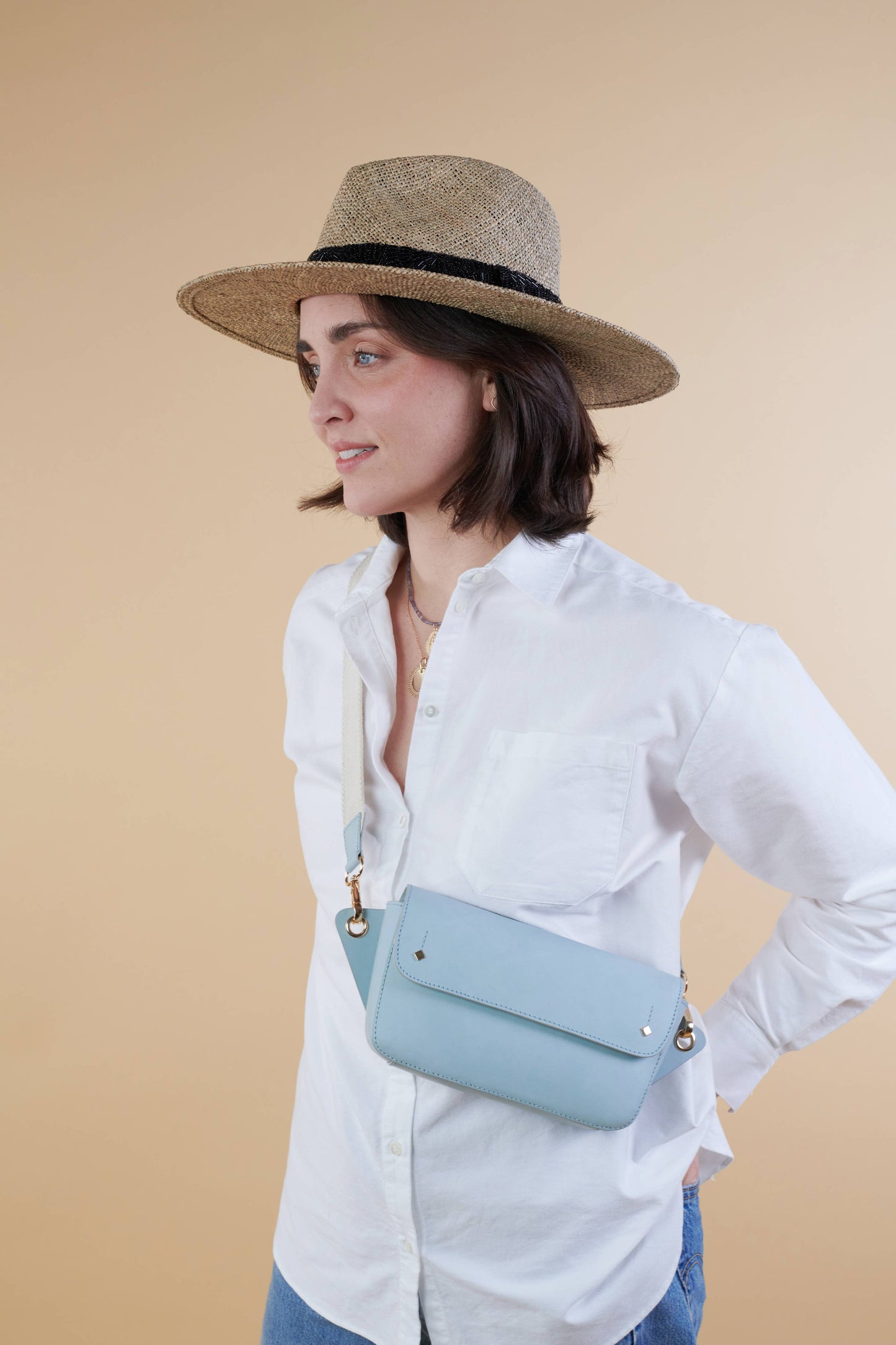 SAC BANANE CUIR RECYCLÉ AZUR EMILIE