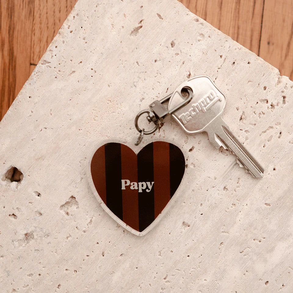 Porte clés petit Léon rayures marron et noir