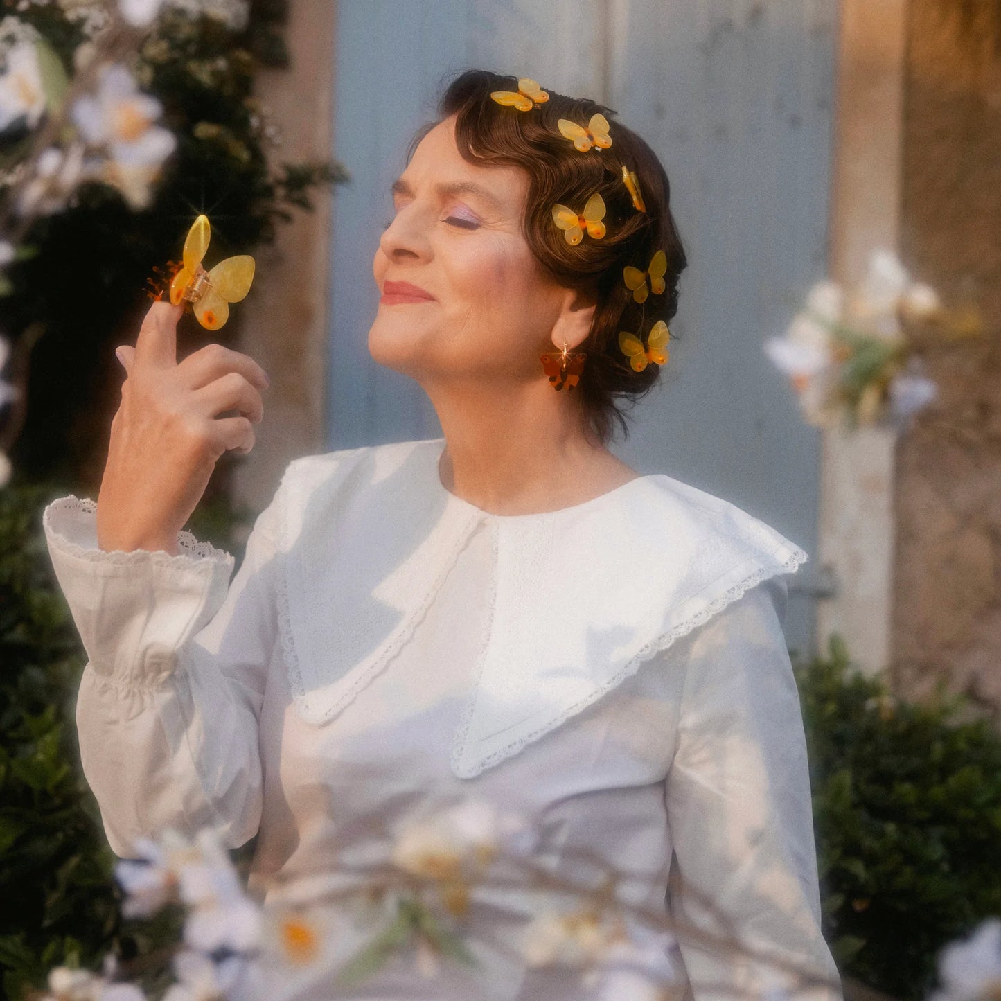 pince à cheveux Papillon jaune